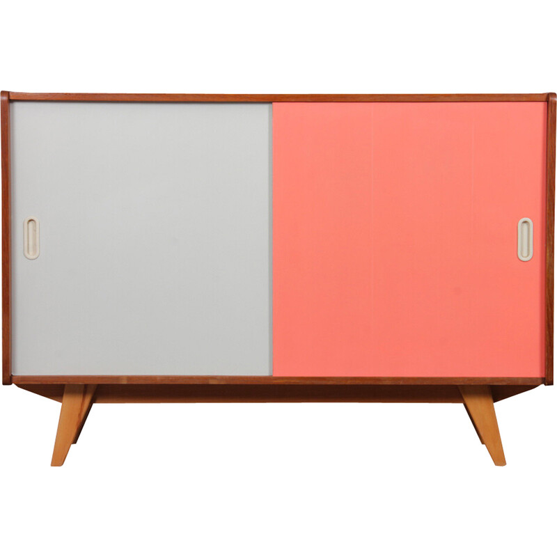 Vintage pink and white wooden chest of drawers model U-452 by Jiri Jiroutek, Czechoslovakia 1960