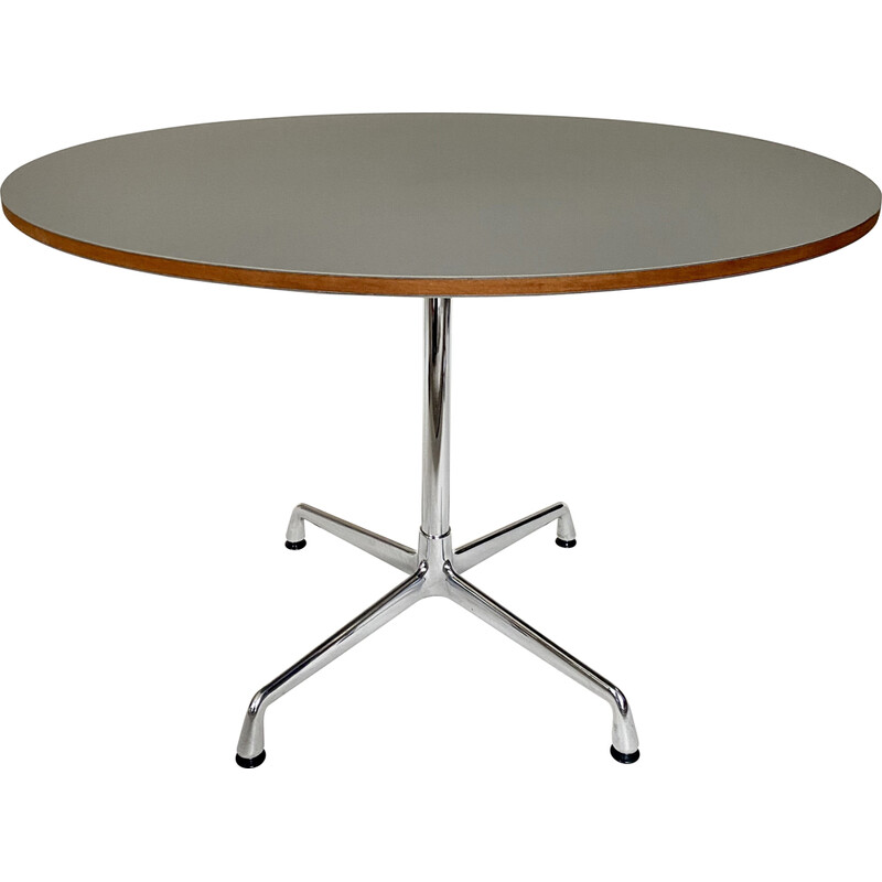 Vintage dining table in walnut and chrome aluminum by Eames for Vitra, 2018