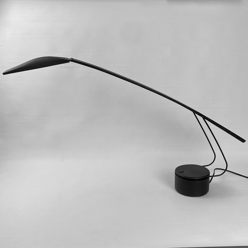 Vintage lamp in black polycarbonate and metal by Mario Barbaglia and Marco Colombo for Paf Studio, Italy 1980