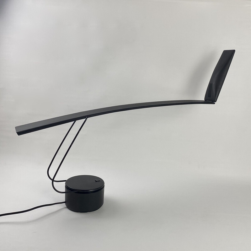 Vintage lamp in black polycarbonate and metal by Mario Barbaglia and Marco Colombo for Paf Studio, Italy 1980