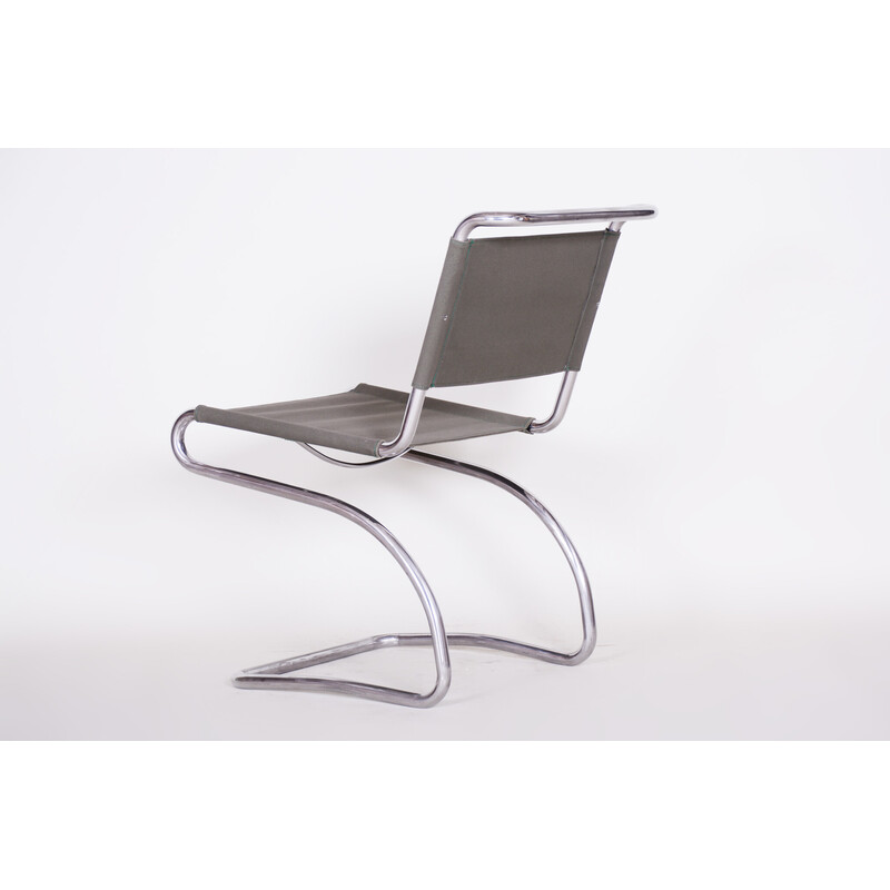 Bauhaus H79 vintage chair in chrome steel and fabric by Jindrich Halabala for Up Zavody, Czechoslovakia 1930