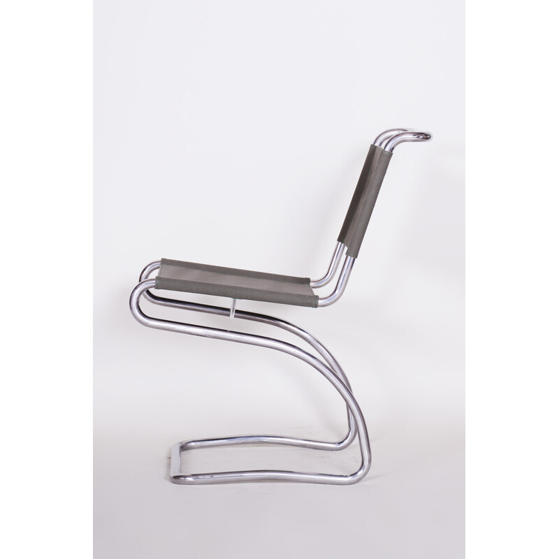 Bauhaus H79 vintage chair in chrome steel and fabric by Jindrich Halabala for Up Zavody, Czechoslovakia 1930