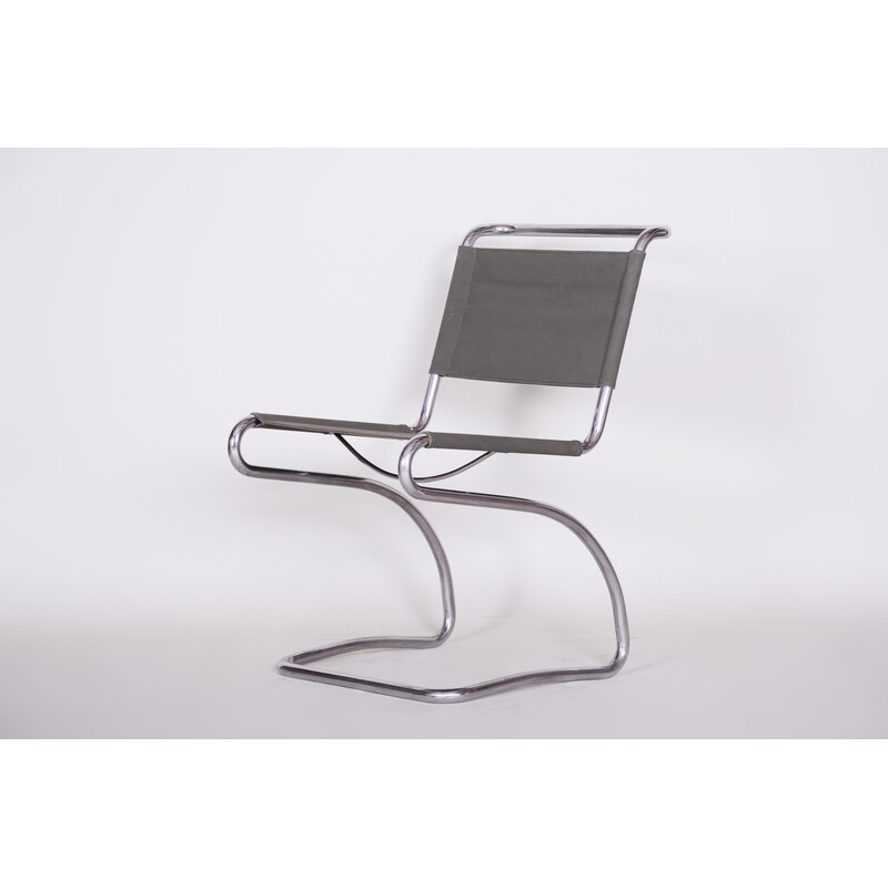 Bauhaus H79 vintage chair in chrome steel and fabric by Jindrich Halabala for Up Zavody, Czechoslovakia 1930