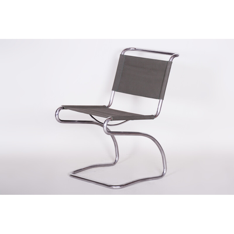 Bauhaus H79 vintage chair in chrome steel and fabric by Jindrich Halabala for Up Zavody, Czechoslovakia 1930