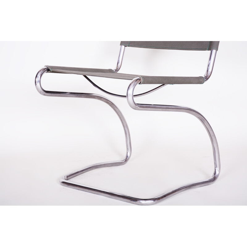 Bauhaus H79 vintage chair in chrome steel and fabric by Jindrich Halabala for Up Zavody, Czechoslovakia 1930