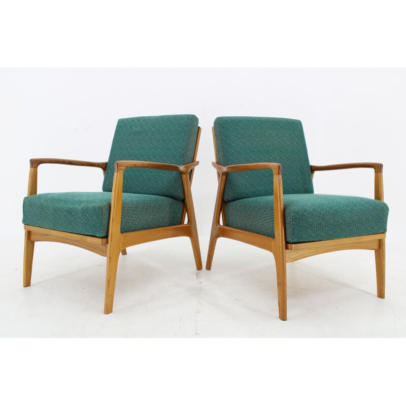 Pair of vintage ash wood armchairs for Drevotvar, Czechoslovakia 1970