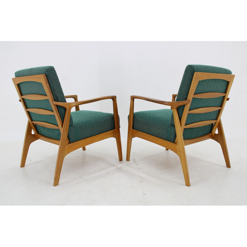 Pair of vintage ash wood armchairs for Drevotvar, Czechoslovakia 1970