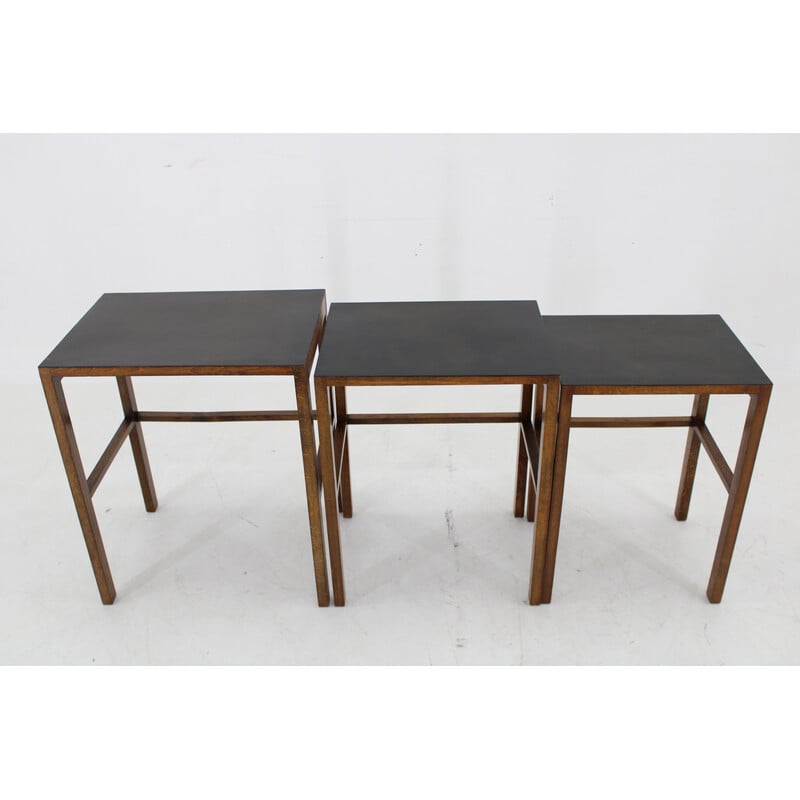 Vintage beech wood nesting tables by J. Halabala, Czechoslovakia 1930