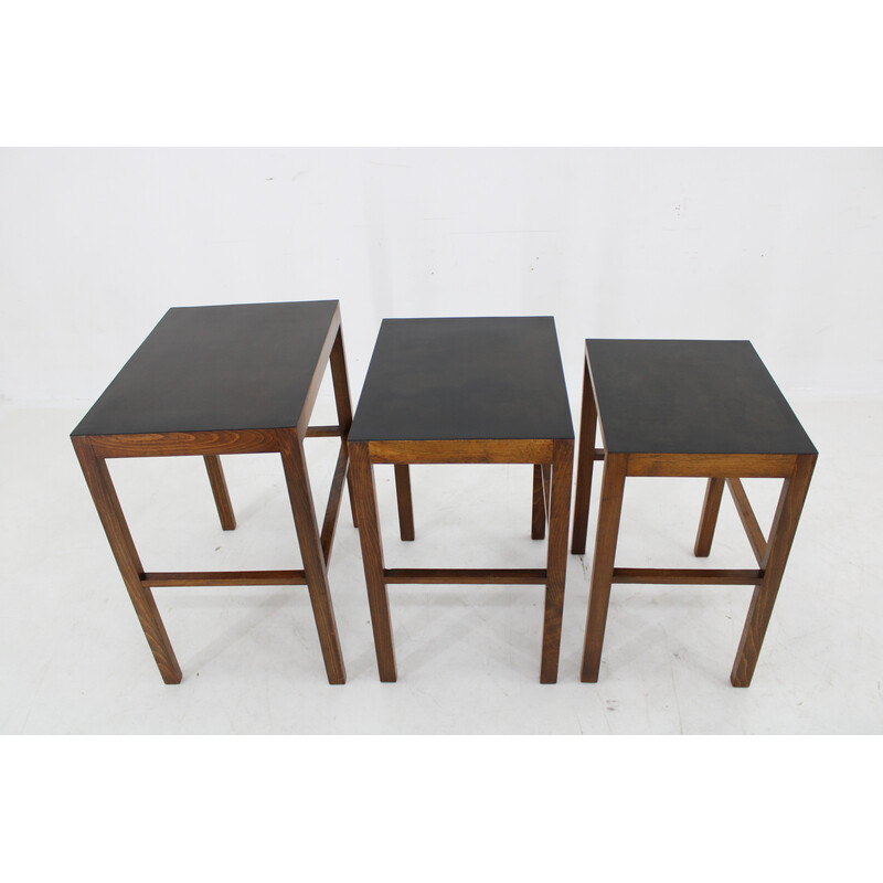 Vintage beech wood nesting tables by J. Halabala, Czechoslovakia 1930