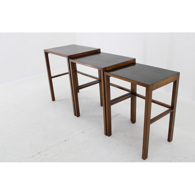 Vintage beech wood nesting tables by J. Halabala, Czechoslovakia 1930