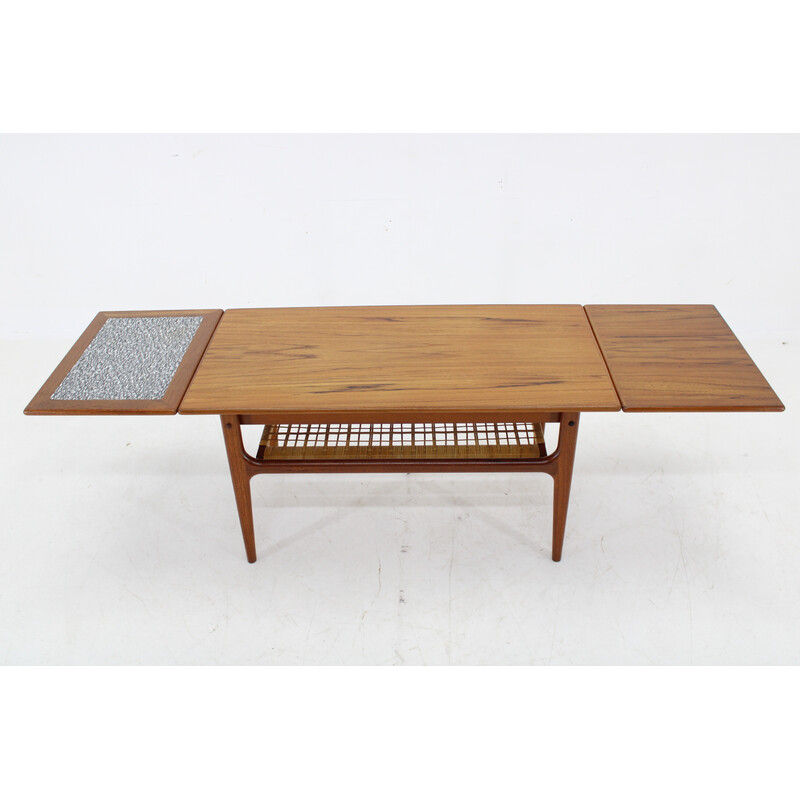 Table basse vintage extensible en teck, Danemark 1960