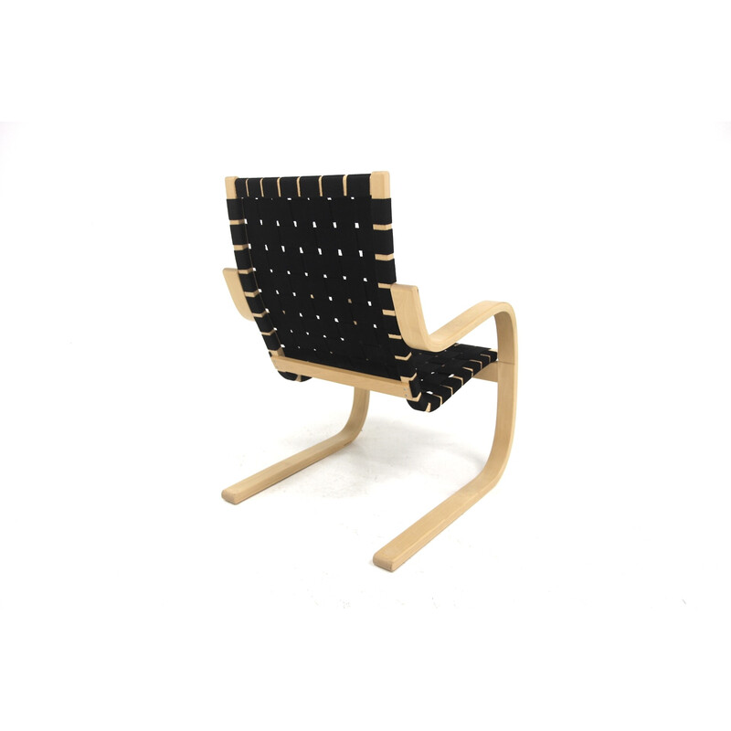 Vintage model 406 armchair in birch and fabric by Alver Alto for Artek, Finland 2000