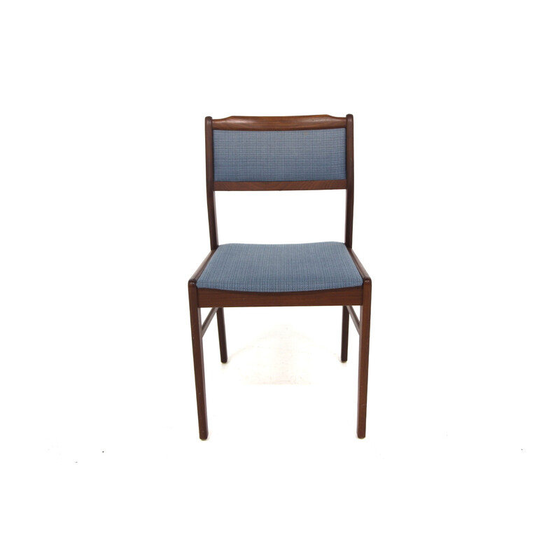 Set of 8 vintage teak and fabric chairs, Sweden 1960
