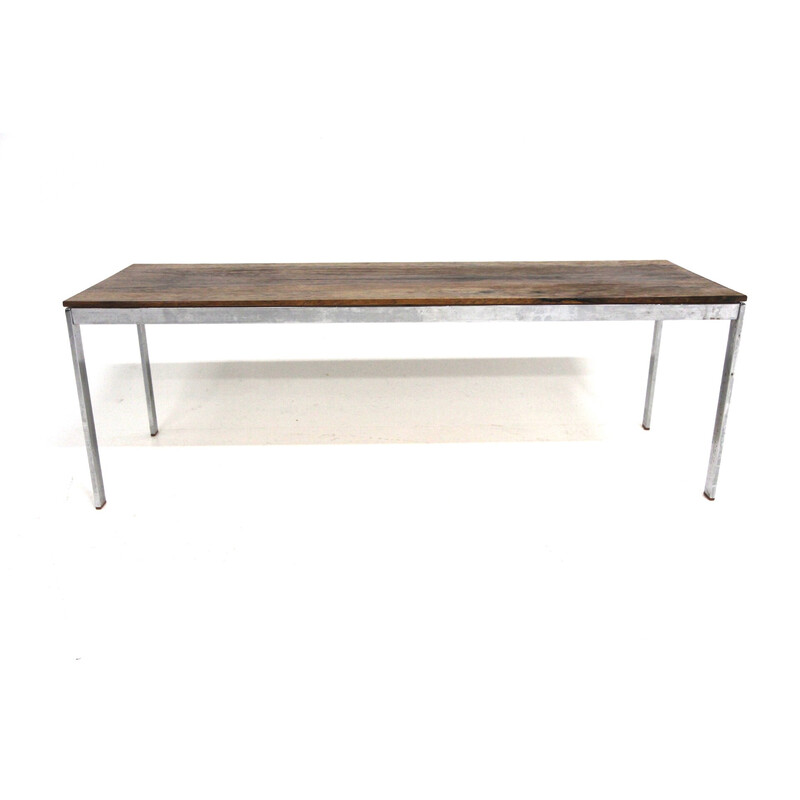 Vintage "Alpacka" bench in rosewood and metal by Gillis Lundgren for Möbel-Ikéa, Sweden 1960