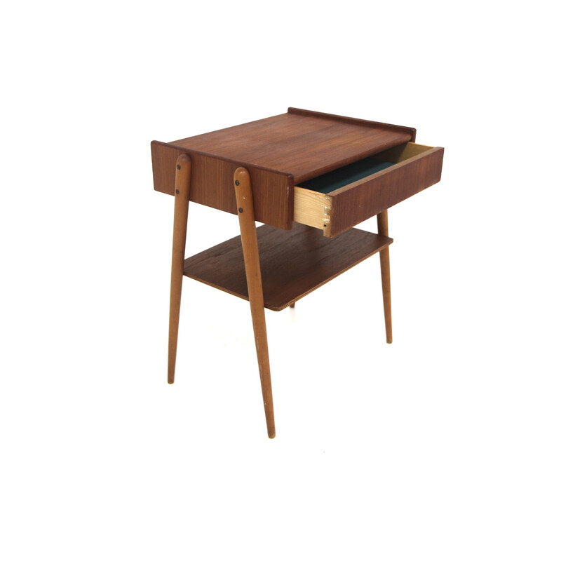 Vintage teak and beech bedside table for Ab Carlströms and Co Möbelfabrik, Sweden 1960