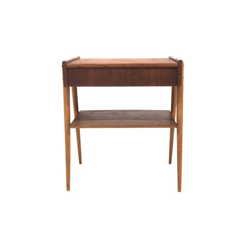 Vintage teak and beech bedside table for Ab Carlströms and Co Möbelfabrik, Sweden 1960