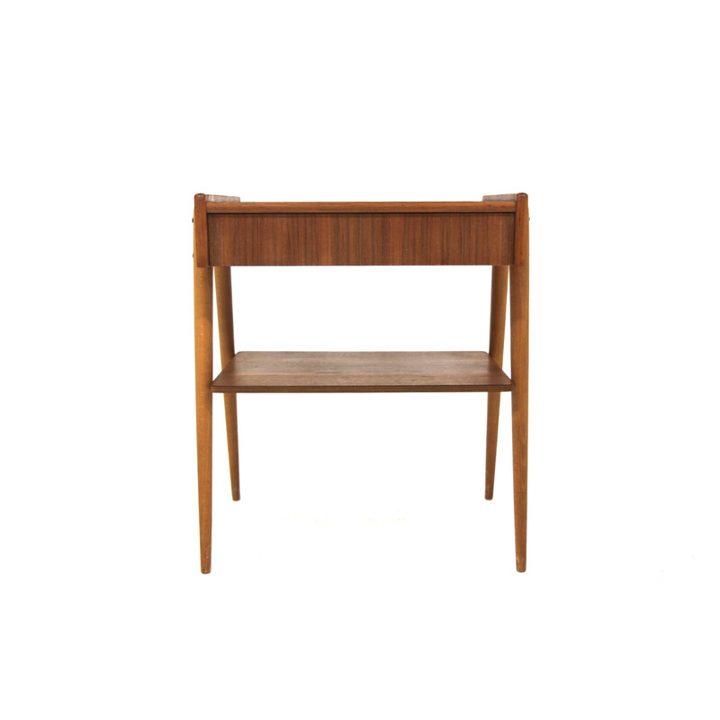 Vintage teak and beech bedside table for Ab Carlströms and Co Möbelfabrik, Sweden 1960