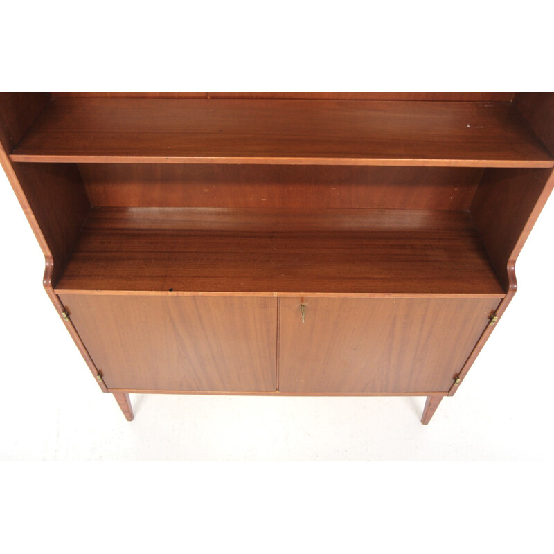 Vintage mahogany bookcase chest of drawers, Sweden 1960