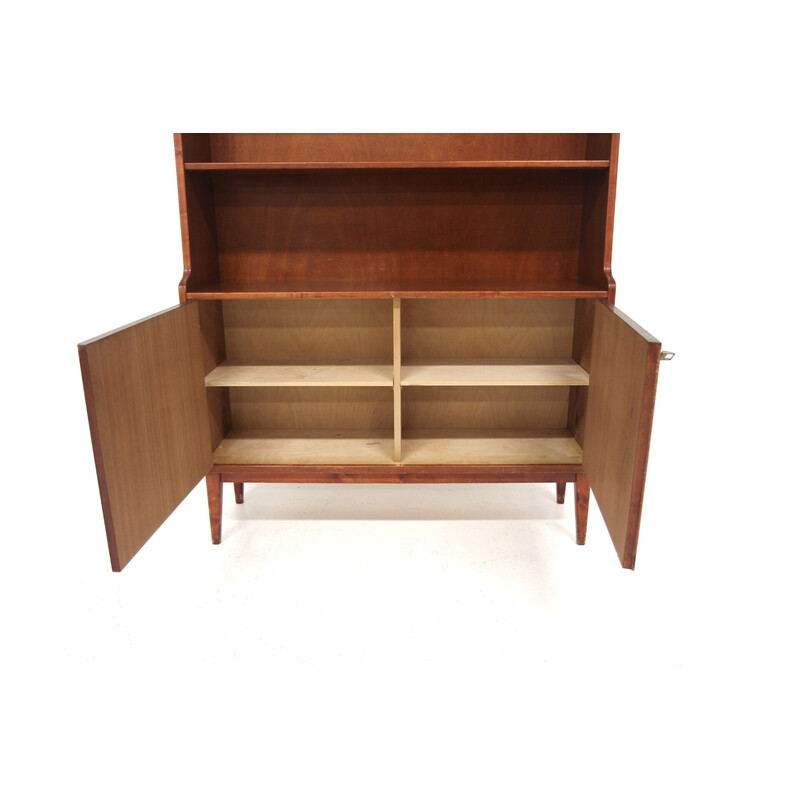 Vintage mahogany bookcase chest of drawers, Sweden 1960