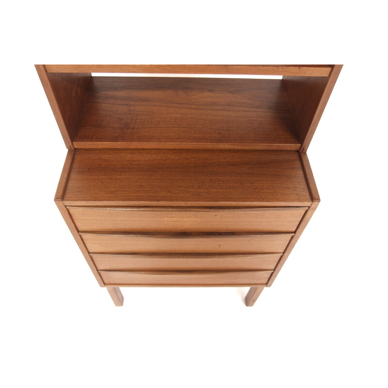 Vintage teak and oak bookcase chest of drawers, Sweden 1960