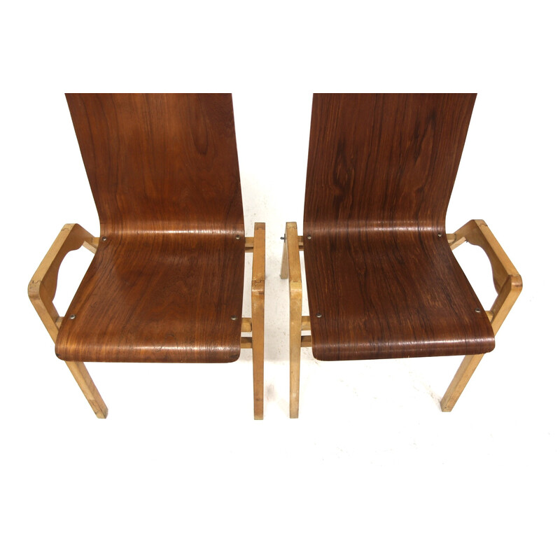 Set of 6 teak and beech chairs by Axel Larsson for Svängsta Stilmöbler, Sweden 1940