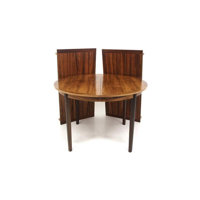 Vintage rosewood dining table with 2 extensions, Sweden 1960