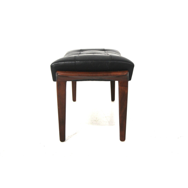 Vintage beech and leather footstool for Bröderna Andersson, Sweden 1960