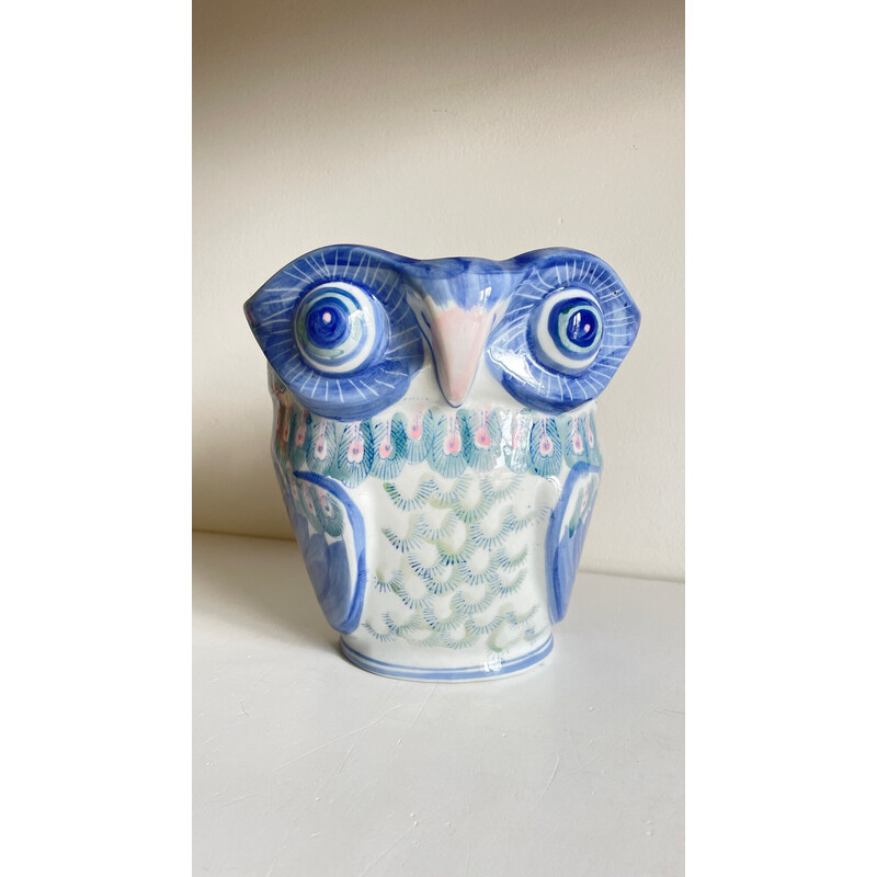 Vintage porcelain owl planter, China
