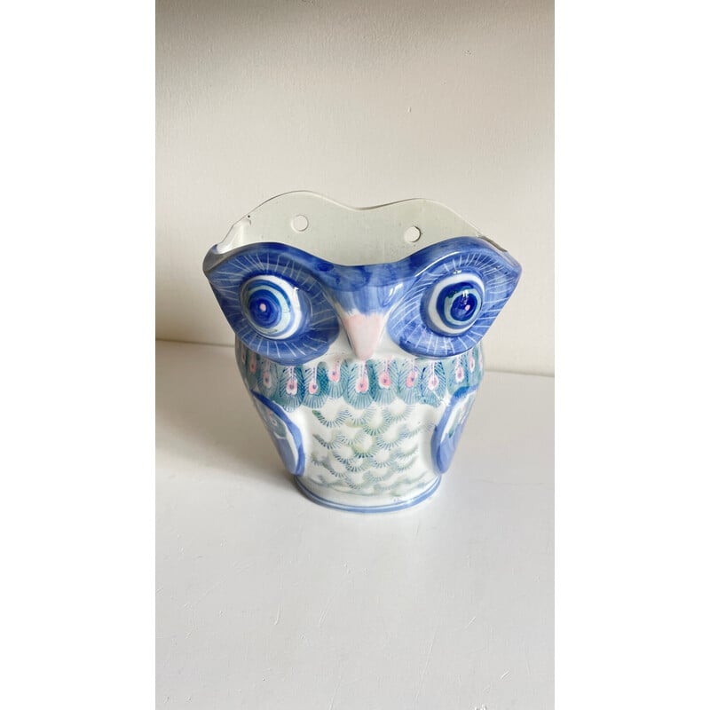 Vintage porcelain owl planter, China