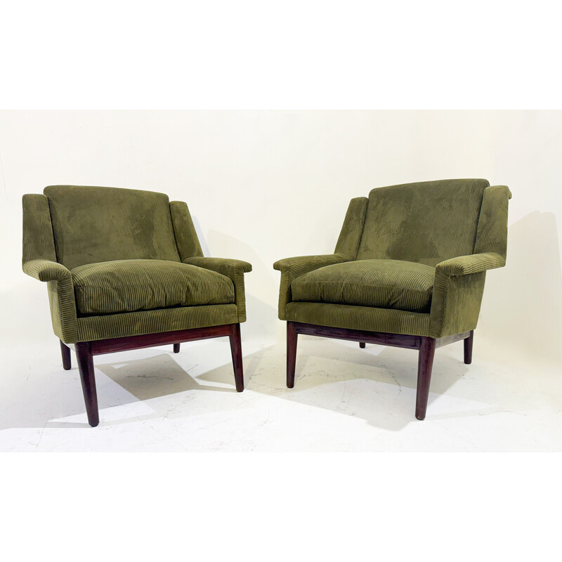 Paar Sessel aus grünem Samt, Italien 1960