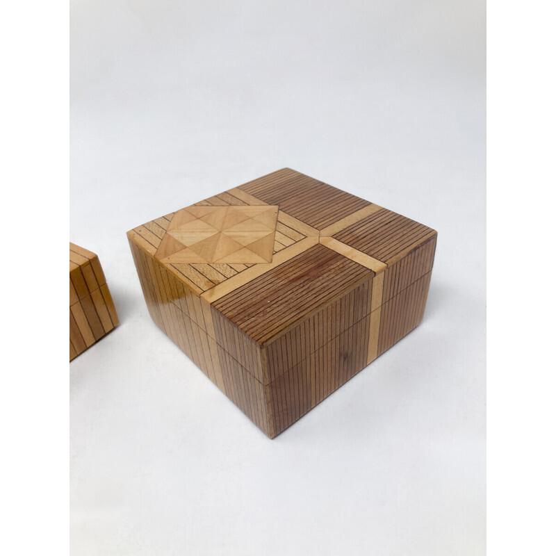 Pair of vintage marquetry boxes