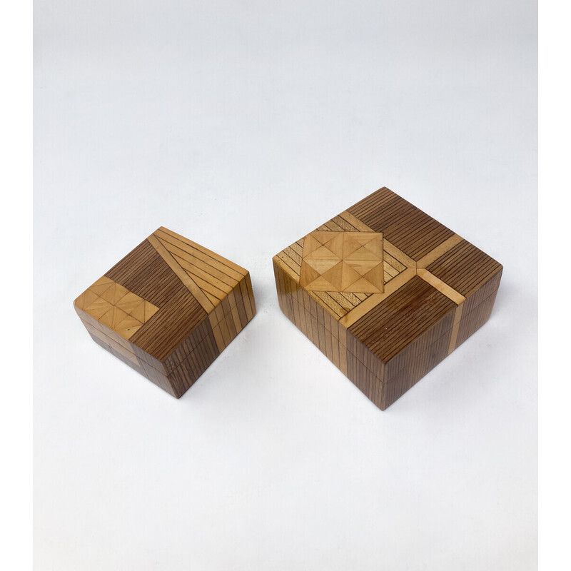 Pair of vintage marquetry boxes