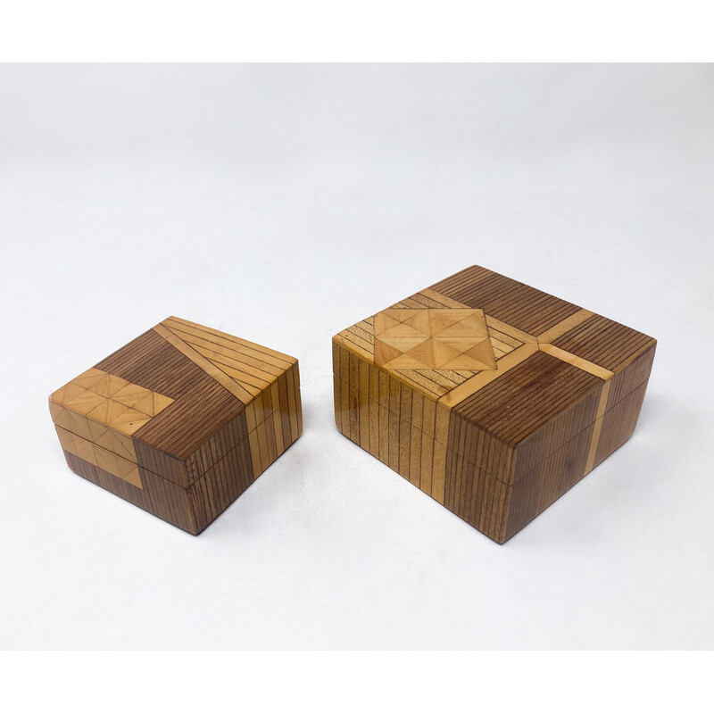 Pair of vintage marquetry boxes