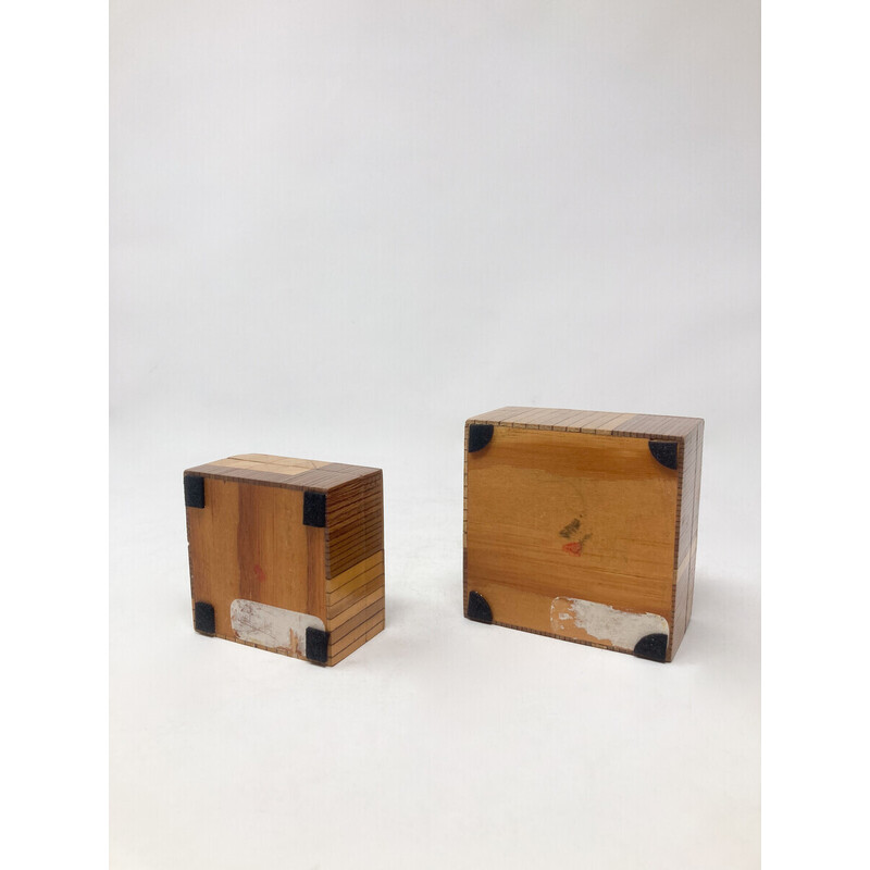 Pair of vintage marquetry boxes