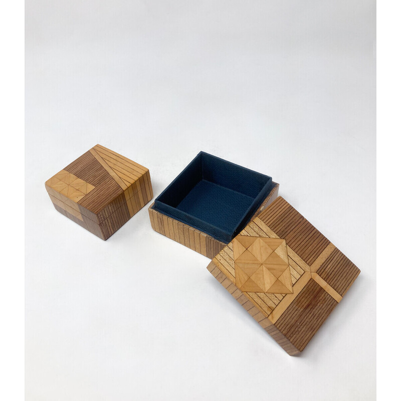 Pair of vintage marquetry boxes