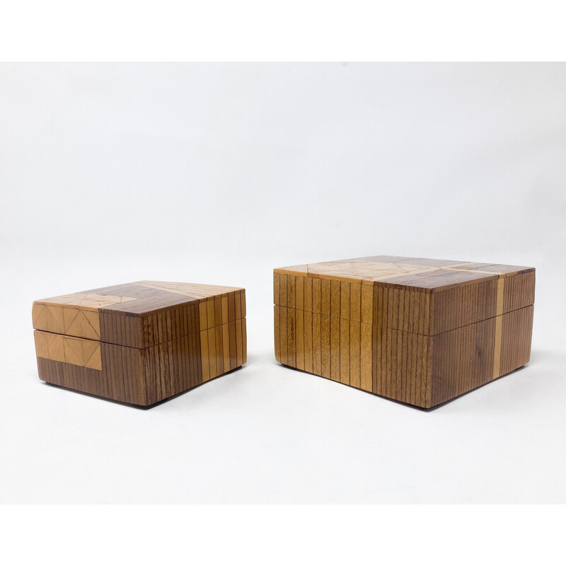 Pair of vintage marquetry boxes