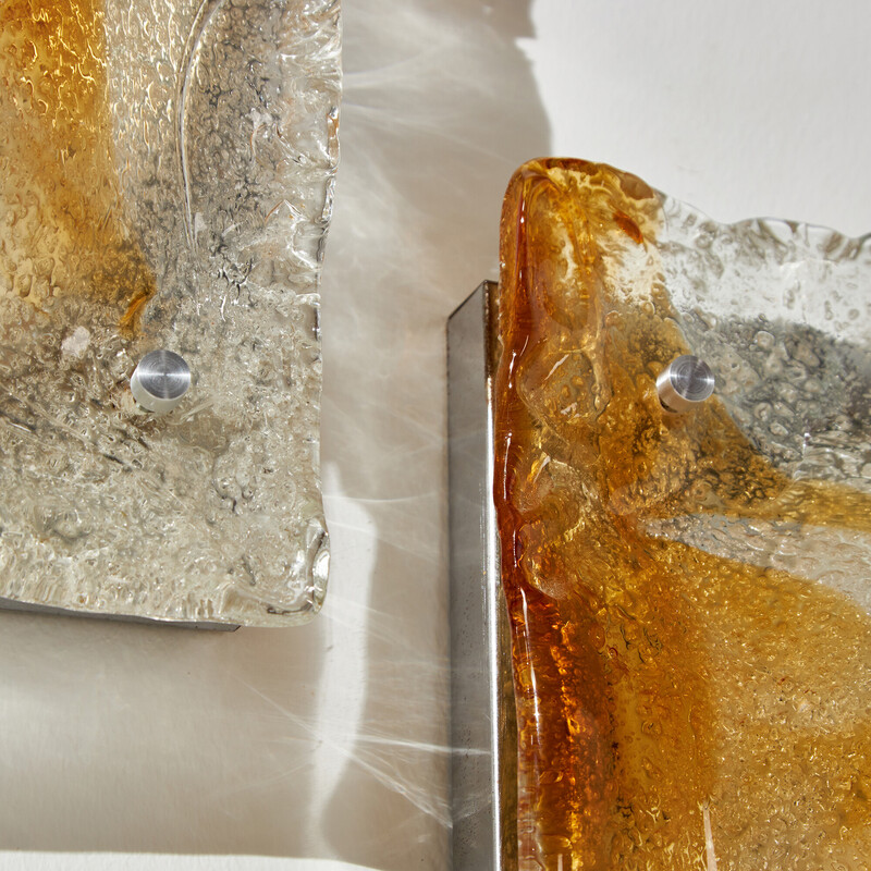 Aplique vintage de cristal de Murano y metal cromado de Toni Zuccheri para Mazzega, Italia 1970