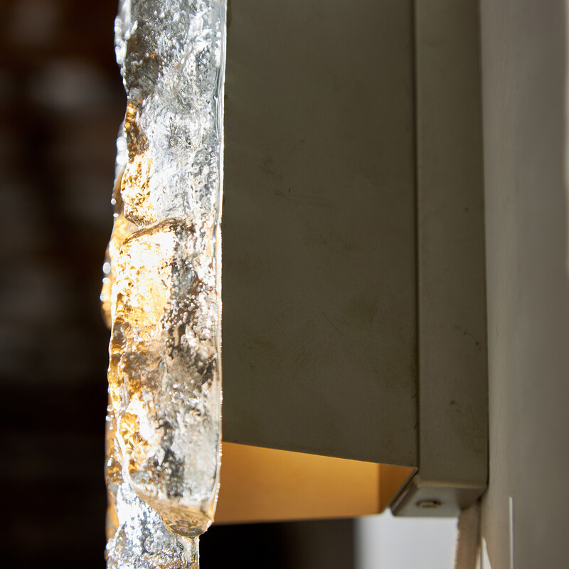 Vintage ice crystal and metal wall lamp by Julius Theodore Kalmar, 1960