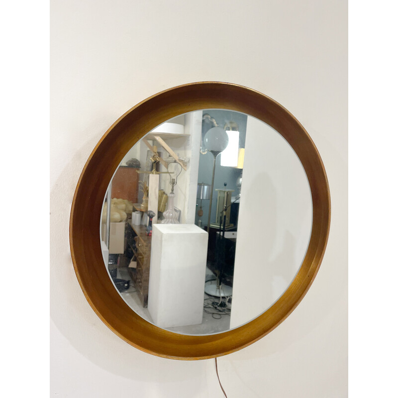 Specchio dorato d'epoca con cornice in legno, Italia 1960