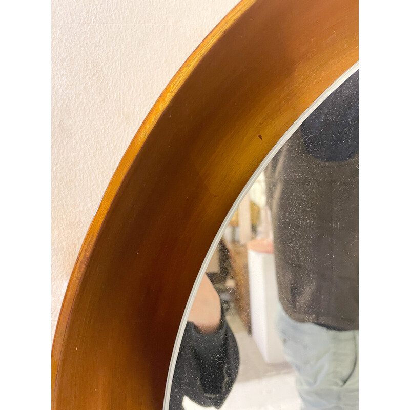 Espelho dourado vintage com moldura de madeira, Itália 1960
