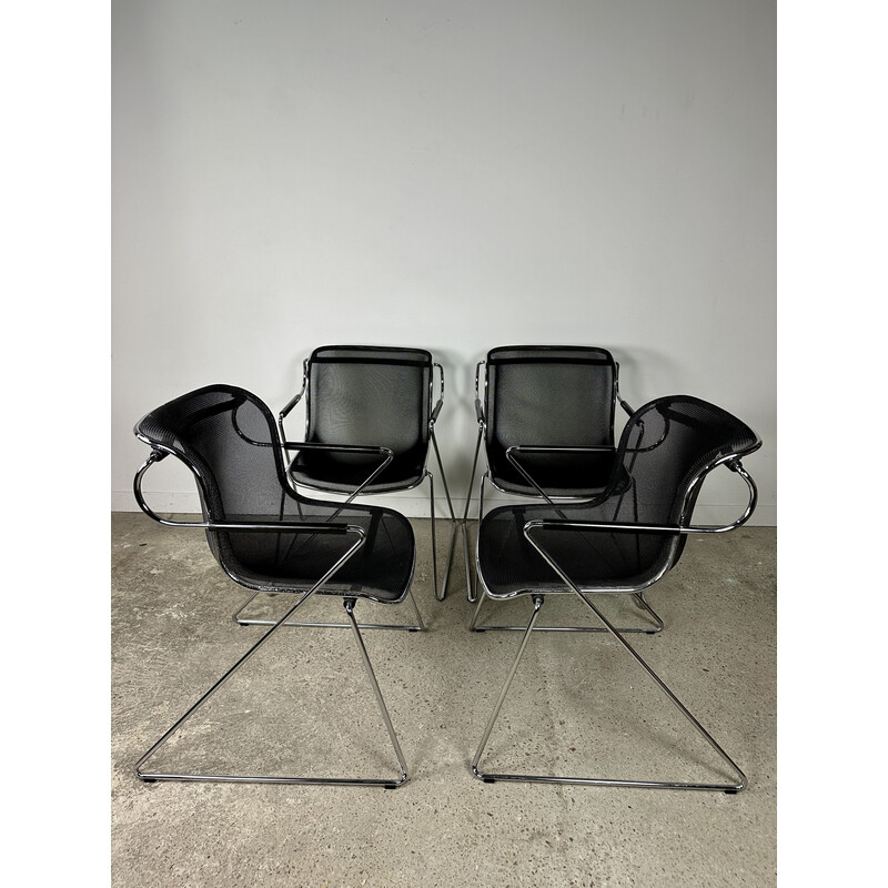 Lot de 4 fauteuils vintage par charles Pollock pour Castelli, 1980