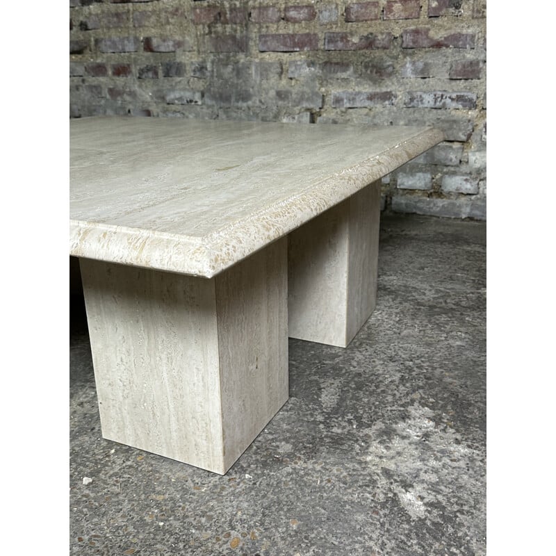 Vintage square travertine coffee table, 1980