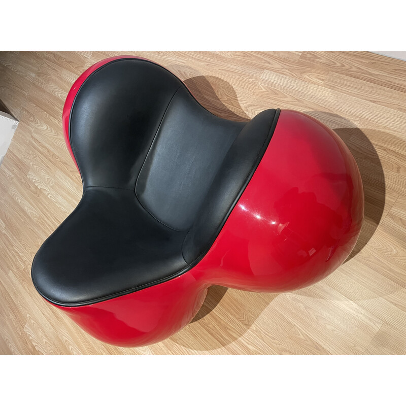 Vintage "Tomato Chair" armchair in fiberglass and faux leather by Eero Aarnio, 1970