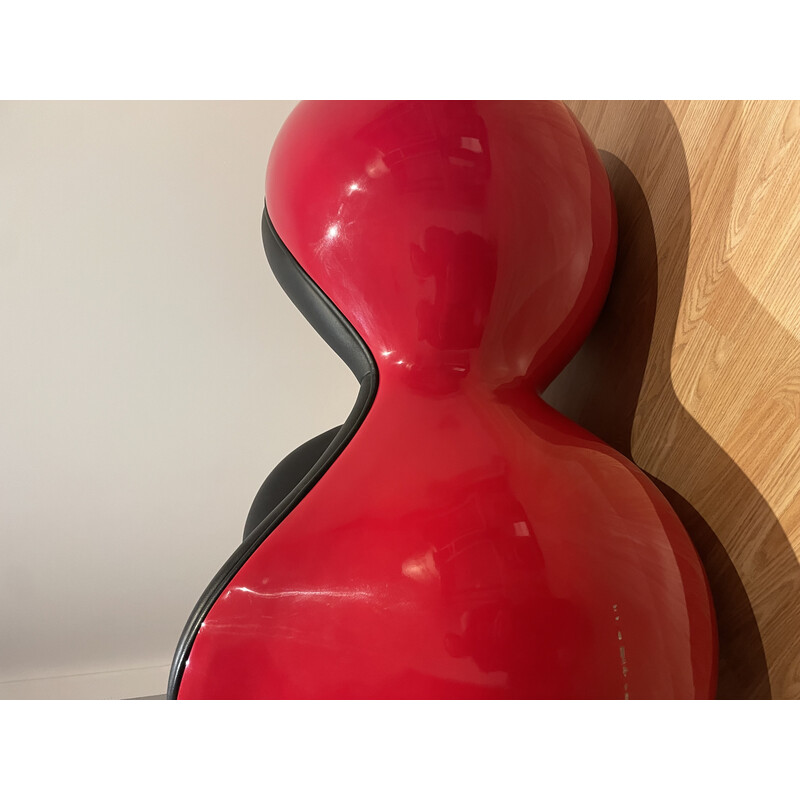 "Cadeira Tomato" vintage em fibra de vidro e imitação de pele de Eero Aarnio, 1970