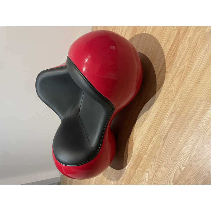 Vintage "Tomato Chair" armchair in fiberglass and faux leather by Eero Aarnio, 1970