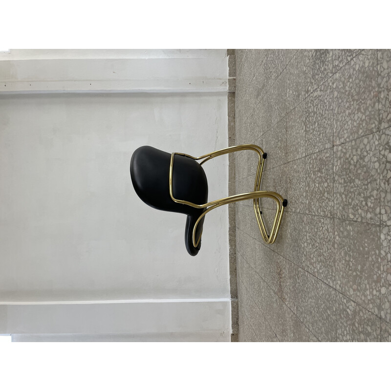 Lot de 4 chaises vintage Sabrina en métal doré et similicuir par Gastone Rinaldi pour Rima, Italie 1970