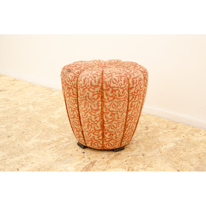 Vintage Art Deco pouf in wood and fabric by Jindřich Halabala for Up Závody, Czechoslovakia 1950