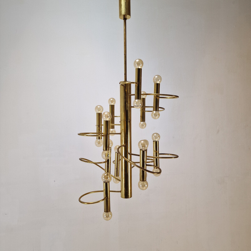 Vintage brass chandeliers by Gaetano Sciolari, Italy 1970