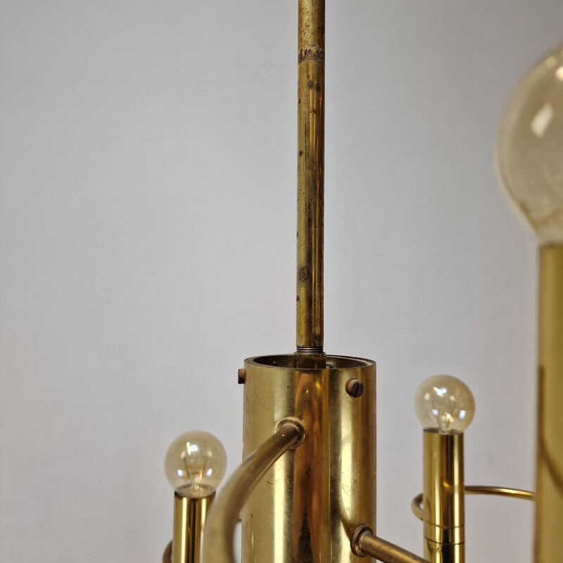 Vintage brass chandeliers by Gaetano Sciolari, Italy 1970