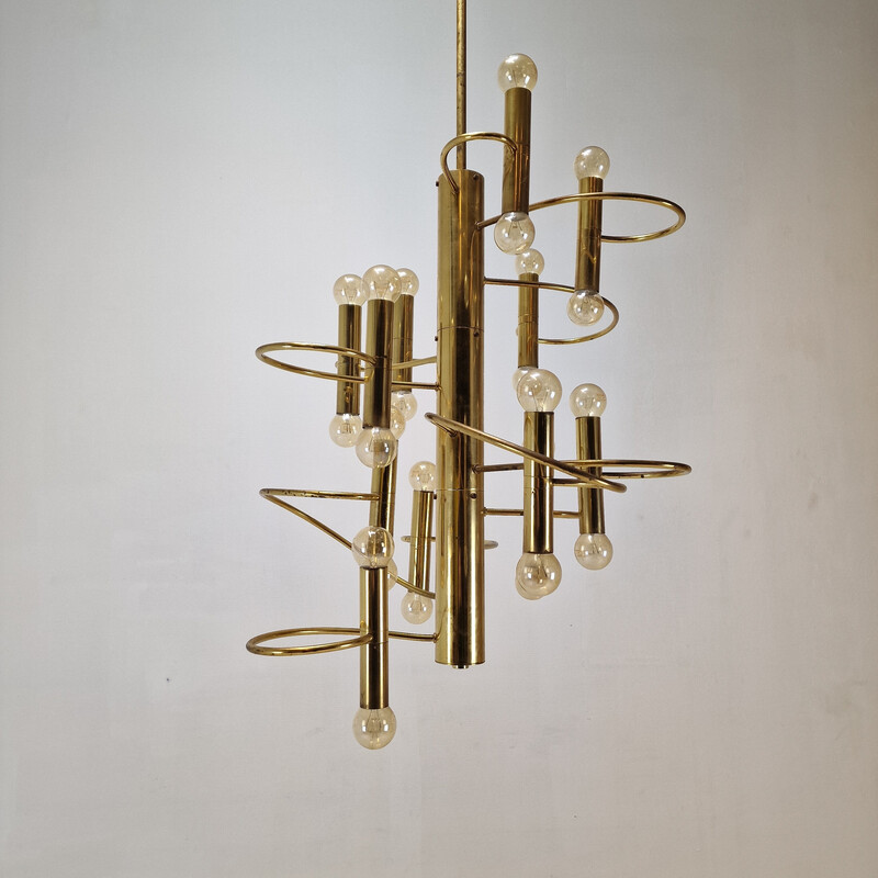 Vintage brass chandeliers by Gaetano Sciolari, Italy 1970